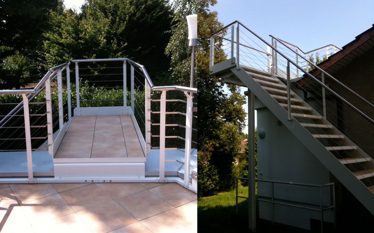 Geländer und Treppe für Dachterrasse
